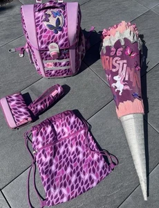 MC Neill Schulranzen 5 Teile Mädchen Schmetterling 🦋 Schultüte Einhorn Neuwert - Bild 1 von 14