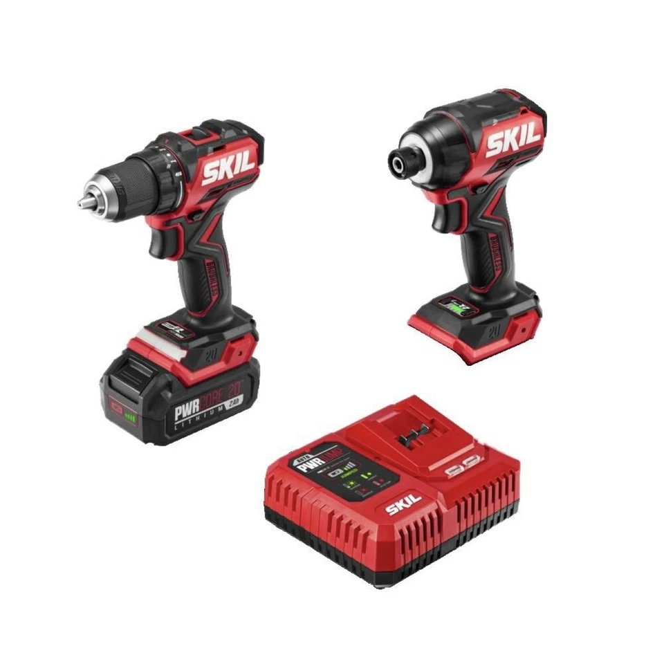 Skil CB8437B-10 20V PWRCORE 20 Li-Ion Drill Driver & Impact Driver Combo Kit New - Image 1 of 1
