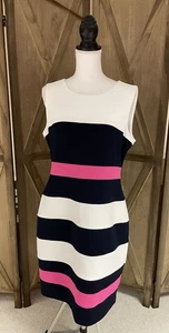 Tommy Hilfiger Etuikleid rosa/marine Colorblock Stretch Scuba Krepp Gr. 12 - Bild 1 von 10