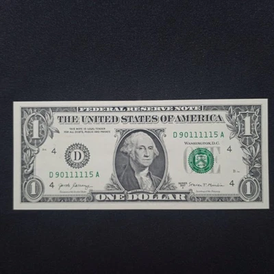 Fancy 5 In A Row Consecutive 1's 2017A SN  D90111115A Pristine Crisp Unc.  - Image 1 of 2