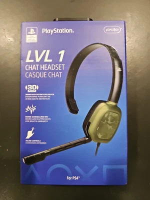 PDP PS4 Afterglow LVL1 Green Camo Wired Headset NIB OEM 💥 - Image 1 of 4