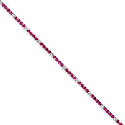 4.65 Tcw Natural SI/H Diamond Ruby Gemstone Bracelet Chain 14k White Solid Gold - Image 1 of 4