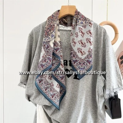 Sally Boutique 100% Mulberry Chiffon Silk Paisley Print Collar Neck Scarf 68cm - Image 1 of 4