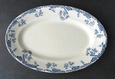 Plat ovale en faïence de Clairefontaine, LG (Léon Grave), Terre de Fer, GLAIEULS - Photo 1/4