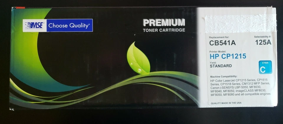 Cartucho de tóner cian MSE (alternativa para HP CB543A 125A) (1400 rendimiento) Foto 1 de 2