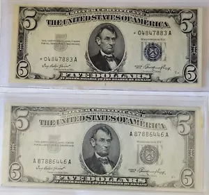 1953, 1953☆ Silver Certificate 5 Dollar Notes. Crisp Uncirculated. - Picture 1 of 2