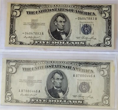 1953, 1953☆ Silver Certificate 5 Dollar Notes. Crisp Uncirculated. - Image 1 of 2