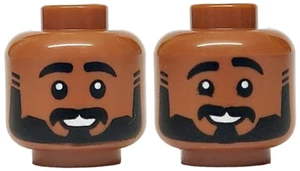 LEGO® Part 3626pb3724 - Minifigure, Head Dual Sided, Beard and Moustache - Bild 1 von 1