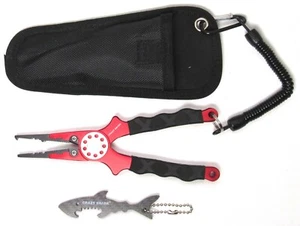 CRAZY SHARK Alicates de Pesca Rojo Removedor de Ganchos Cortadores de Línea de Pesca con Funda NUEVO  - Imagen 1 de 4