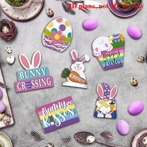 1 PC Easter Bunny Wooden Decorations Holiday Bunny and Egg Designs 2D Graphic - Picture 1 of 7