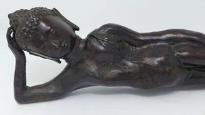Indonesian/Balinese Handcrafted Wrought Iron Large Buddha Statue Laying Down - Picture 1 of 8