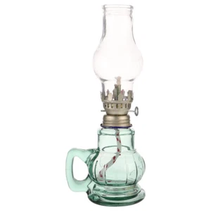 Lámpara de queroseno de vidrio verde lámpara de aceite de vidrio transparente linterna de queroseno vidrio - Imagen 1 de 11