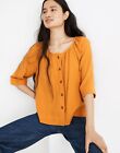 Madewell Gauze Button-Front Raglan Top Size Small Textured Soft Gold Yellow