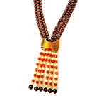1970s-80s Ellelle of Italy Waterfall Necklace Fall Colors Lucite Beads Gold Tone