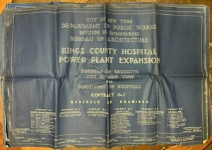 Huge Lot of 30 Vintage 1940 KINGS COUNTY HOSPITAL Brooklyn New York Blueprints - Picture 1 of 24