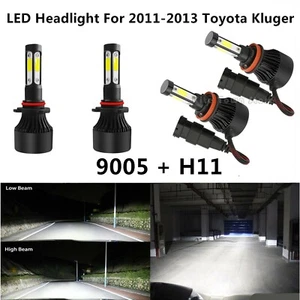 Bulbs For 2011-2013 Toyota Kluger 9005 HB3 H11 LED Headlight High Low Beam 4Pcs - Picture 1 of 10