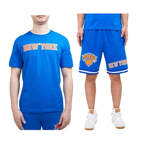 Pro Standard NBA New York Knicks Mens Royal Blue Crew Neck T-Shirt Or Shorts Cover