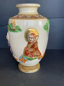 ANTIQUE JAPANESE MEIJI PERIOD RAISED RELIEF SATSUMA VASE - Picture 1 of 9