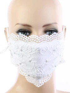 White Lace Cotton Washable Reusable Face Mask - Picture 1 of 1