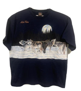 Vintage Signal Sports Lake Tahoe Wolves Howling At Moon Double Sided Shirt XL - Picture 1 of 9