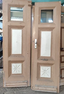 Doppeltür 2 Flügel Haustür Außentür Kassettentür Glaseinsatz Diele Jugendstil - Bild 1 von 6