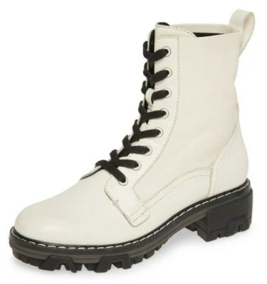 Botas de combate Rag & Bone Shiloh de cuero para mujer blancas antiguas talla 39,5 / EE. UU. 9,5 Foto 1 de 4