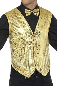 Smiffys 42937XL Sequin Waistcoat, Gold, XL - Size 46-48 - Picture 1 of 3
