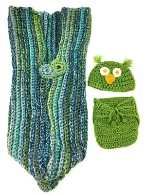 Hecho a mano recién nacido bebé saco de dormir tejido búho pañal cubierta sombrero lindas fotografías Foto 1 de 4