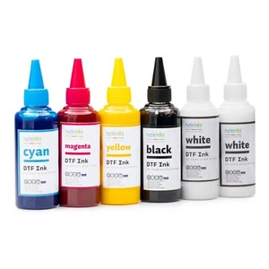 CISinks Premium Large DTF Ink Bottle Bulk Refill Set (100ml x 6, CMYK 2X Wh) - Picture 1 of 6