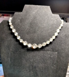 Crystal Glass Faceted Bead Vintage Necklace w/Metal Clasp - Picture 1 of 8