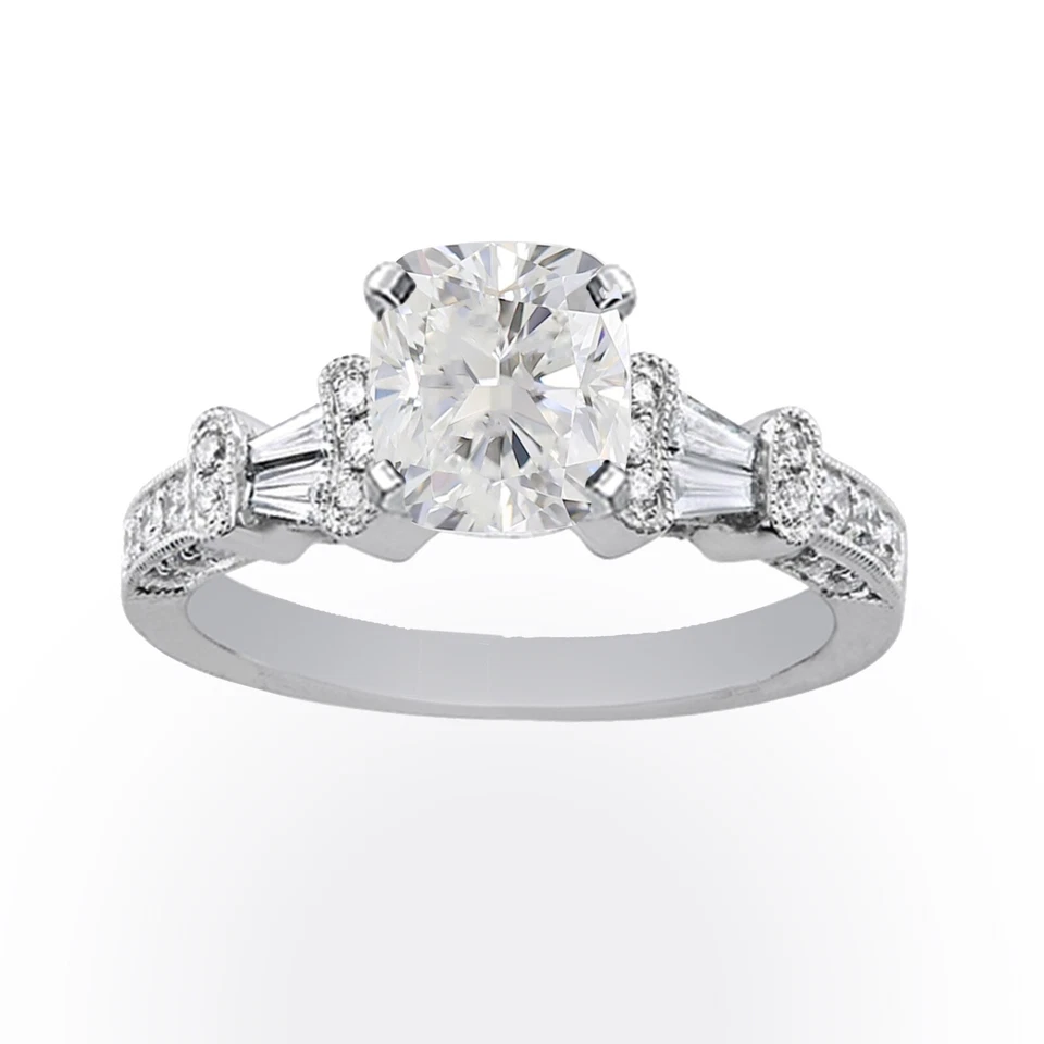 Anillo de compromiso de diamantes de 1,33 quilates certificado por GIA corte cojín oro blanco de 18 k Foto 1 de 1