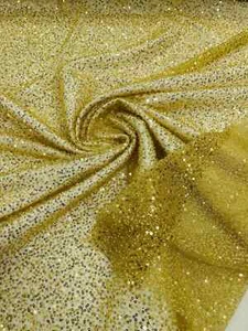 3D Beaded Lace Fabric - Gold - Heavy Embroidery Handmade Lace Fabric By Yard - Picture 1 of 4