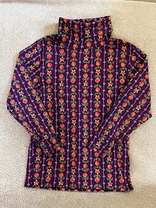 Vintage Hanna Andersson Purple Floral Print Turtleneck Shirt Girls  6 7 120 NWOT - Picture 1 of 3