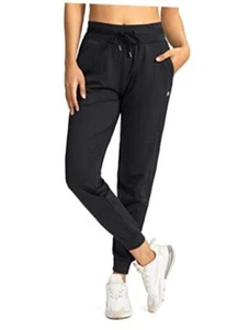 Women's Joggers Pants with Zipper Pockets High Waisted Athletic Medium Black - Picture 1 of 7
