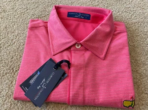 New! Masters Clubhouse Collection Augusta Pink Stripe Golf Shirt Polo Large - Picture 1 of 6