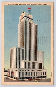 c1940s-50s~Dallas Texas TX~Mercantile Bank~The Merc~Downtown~Art Deco~Postcard - Picture 1 of 2