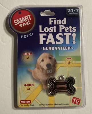 Smart Tag Pet ID Collar Tag AS SEEN ON TV Find Lost Pets Fast Size Medium  - Image 1 of 4