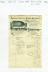 Dépt 45 - Orléans - Belle Entête Grand Hôtel de Saint Aignan des Années 1890 - Bild 1 von 1