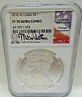 2012W Burnished Silver Eagle Certified MS70 by NGC Signed by Congressman Castle