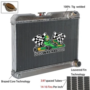 #CC63 Aluminum Radiator For 1963 Pontiac LeMans Tempest V8 Engine 5.3L Gas 2-Row - Picture 1 of 8