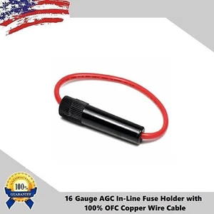 10pcs 16 Gauge AGC In-Line Twist Type Fuse Holder 100% Copper Wire Cable Boat RV - Picture 1 of 1
