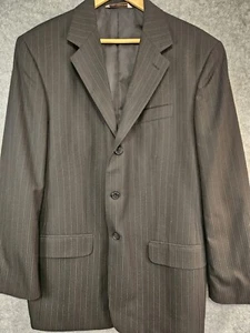 Perry Ellis Sport Coat Men's 44L Blazer Suit Jacket Black Pinstripe Retro NEW - Picture 1 of 16