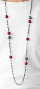 Paparazzi Necklace - Fashion Fad - Red & Black - Picture 1 of 8