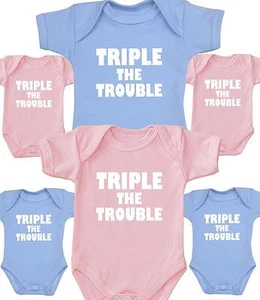 Ropa de bebé BabyPrem para trillizos 3 trajes divertidos de una sola pieza regalos de ducha - Imagen 1 de 5