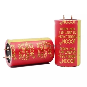 2pcs JCCON 63V 10000UF Copper Foot Red Dress Audio Amplifier Filter Capacitors - Picture 1 of 12