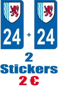2-STICKERS-PLAQUE-AUTO-IMMATRICULATION-DEPARTEMENT-LOGO 24 - Bild 1 von 1