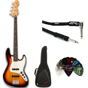 Fender Player II Jazz Bass 3-color Sunburst w/ Gig Bag, Picks & 10' Cable Bundle - Picture 1 of 11