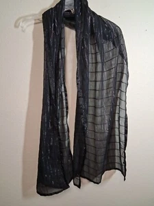 Jones New York Scarf Wrap Business Casual Black Shawl Pashmina Cover Up Shimmery - Picture 1 of 3