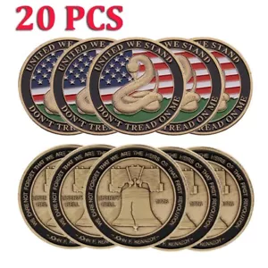 20PCS Snake Challenge Coin Medal USA 1776 Liberty Bell Don't Tread On Me Collect - Picture 1 of 12