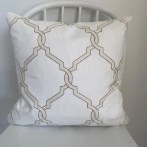 designer throw pillow Kravet Embroidered Linen , 18" 18" feather fill - Picture 1 of 1